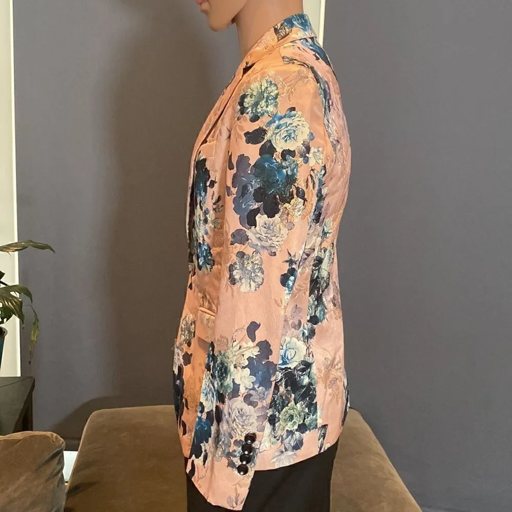 Men’s Floral Jacket Blazer Sports Coat Prom Party Formal Slim Fit Size 32 NWOT